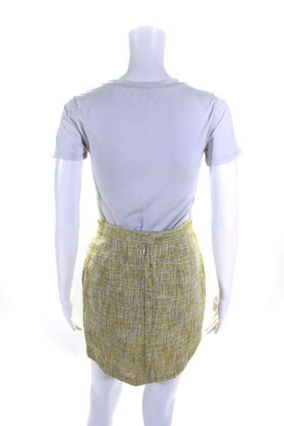Adam Women's Hook Closure Lined A-Line Mini Skirt Yellow Size 0