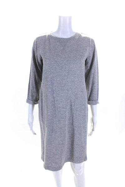 Boden Girls Cotton Round Neck Long Sleeve Pullover Shift Dress Gray Size 8R