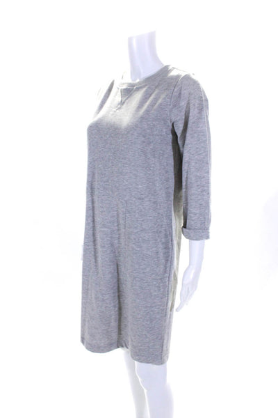 Boden Girls Cotton Round Neck Long Sleeve Pullover Shift Dress Gray Size 8R