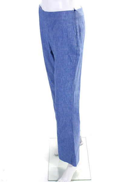 Piazza Sempione Womens Blue Linen High Rise Bootcut Grace Pants Size 42