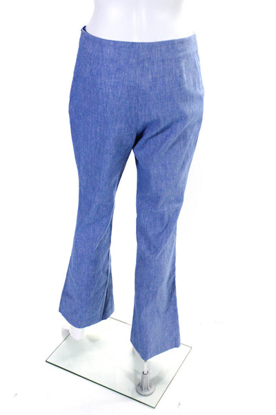 Piazza Sempione Womens Blue Linen High Rise Bootcut Grace Pants Size 42