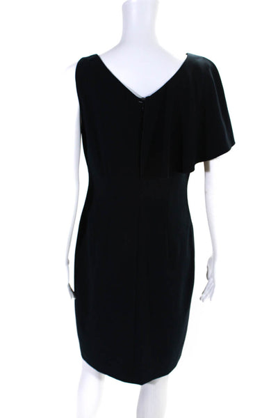 Elie Tahari Womens Navy Blue Ruffle Detail V-Neck Sleeveless Shift Dress Size 6