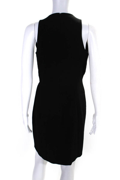 Black Halo Womens Black Crew Neck Drape Detail Sleeveless Shift Dress Size 8