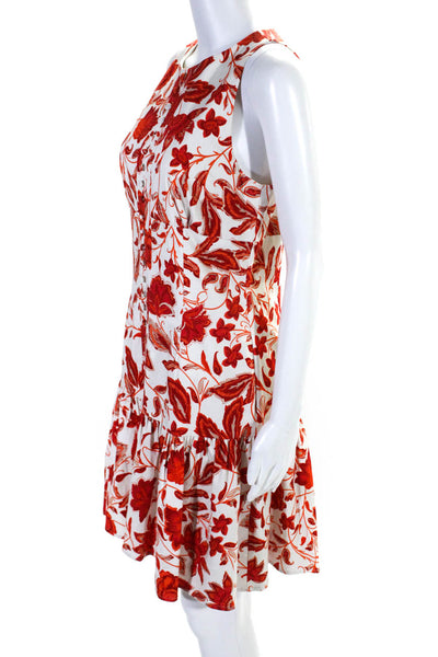 Antonio Melani Womens White Red Floral Crew Neck Sleeveless A-Line Dress Size 6