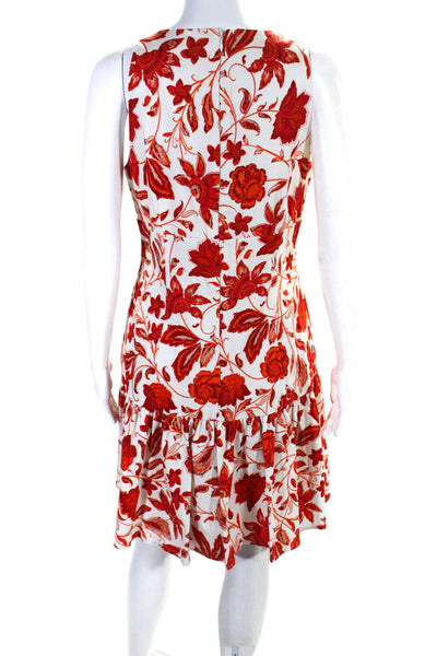 Antonio Melani Womens White Red Floral Crew Neck Sleeveless A-Line Dress Size 6