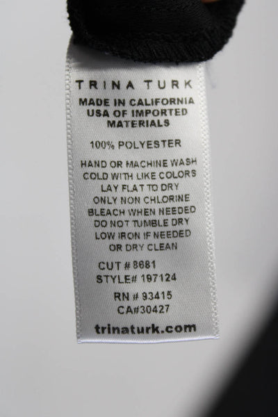 Trina Turk Womens Solid Black Halter Tie Front Sleeveless Blouse Top Size S