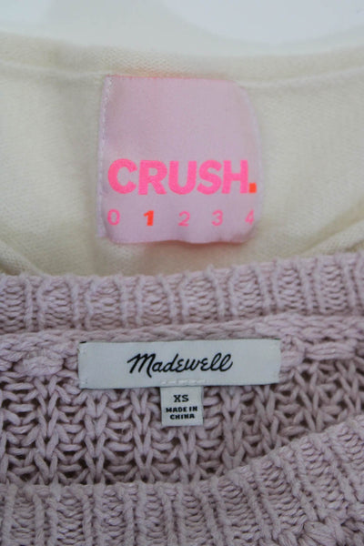 Madewell Crush Womens Ribbed Knitted Long Sleeve Sweaters Pink Size 1 XS Lot 2