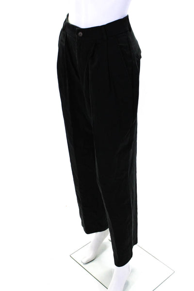 Reformation Womens Zipper Fly High Rise Pleated Trouser Pants Black Size 2P