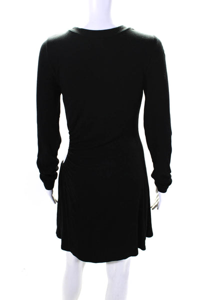 AFRM Womens Black Ribbed Crew Neck Waist Cut Out Long Sleeve Sweater Dress SizeM