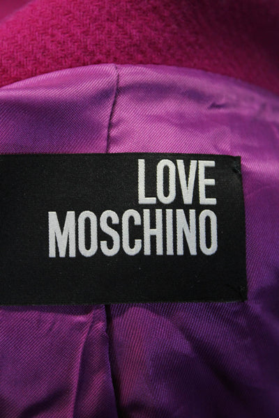 Love Moschino Womens Full Zipper Jacket Raspberry Pink Wool Size 12