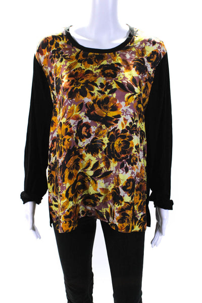 Kobi Halperin Womens Floral Print Blouse Black Orange Size Extra Large