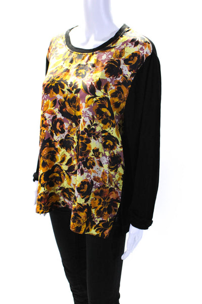 Kobi Halperin Womens Floral Print Blouse Black Orange Size Extra Large