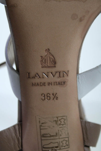 Lanvin Womens Stiletto Strappy Sandals Brown White Gold Leather Size 36.5