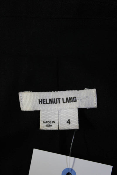 Helmut Lang Women's V-Neck Long Sleeves Leather One Button Blazer Black Size 4