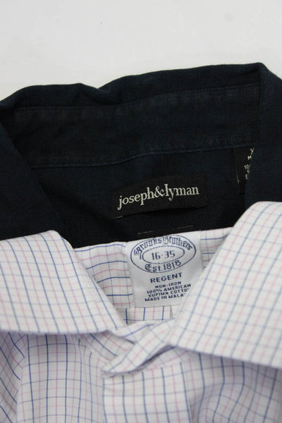 Brooks Brothers Joseph & Lyman Mens Button Front Shirts White Blue 16 2XL Lot 2