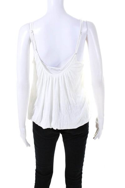 BCBGMAXAZRIA Womens Spaghetti Strap Scoop Neck Draped Top White Size Medium