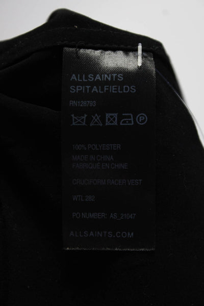 AllSaints Co Ltd Spitalfields Womens Scoop Neck Draped Top Blouse Black Size 8