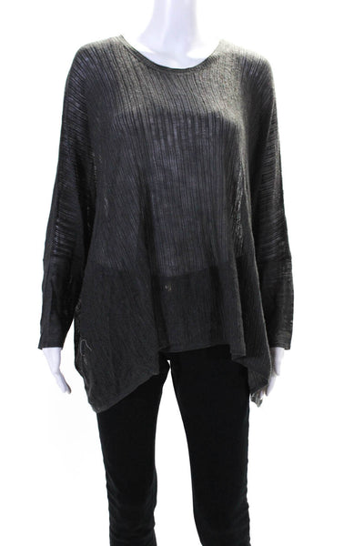 Helmut Lang Womens Long Sleeve Oversized Open Knit Shirt Gray Size Medium