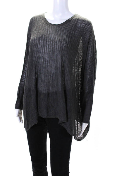 Helmut Lang Womens Long Sleeve Oversized Open Knit Shirt Gray Size Medium