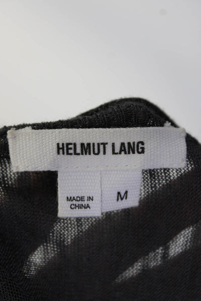 Helmut Lang Womens Long Sleeve Oversized Open Knit Shirt Gray Size Medium