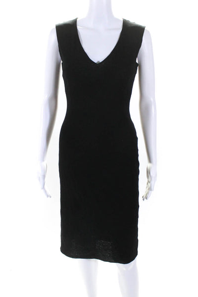 Dolce & Gabbana Womens V Neck Body Sleeveless Con Dress Black Size Small