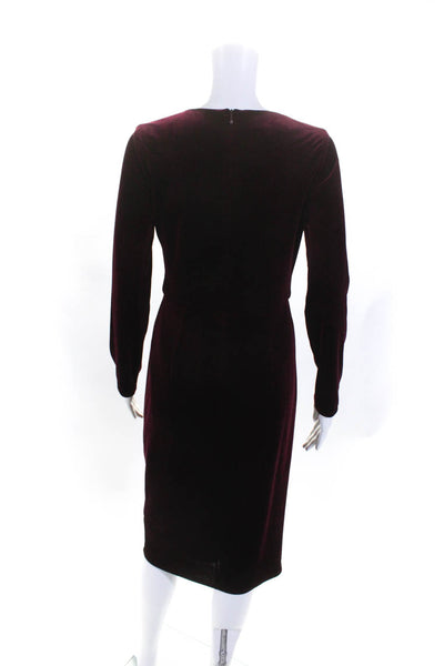 Hobbs London Womens Velvet V Neck Long Sleeves Dress Cranberry Red Size 6