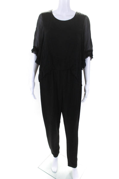 Kobi Halperin Womens Short Sleeves Skinny Leg Jumpsuit Black Size Medium