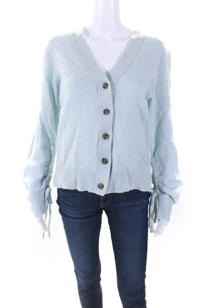 3.1 Phillip Lim Womens Shirred Sleeve Cardigan Blue Size L 14711996