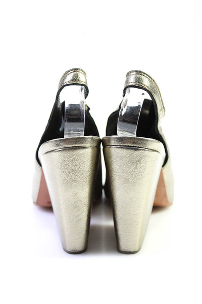 Rachel Comey Womens Metallic Round Toe Block Heels Slingbacks Silver Size 8.5