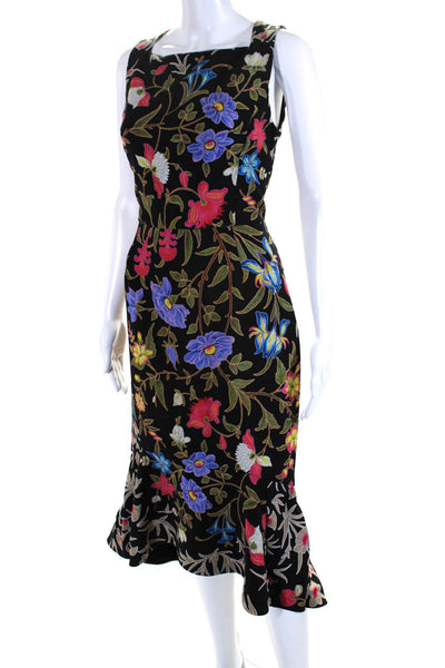 Peter Pilotto Womens Kia Floral Frill Dress Multicolored Size 6 12931349