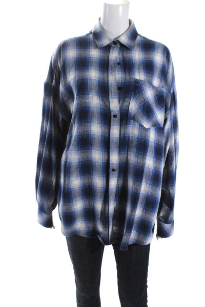 IRO Jeans Women's Collared Long Sleeves Button Down Plaid Shirt Size 38