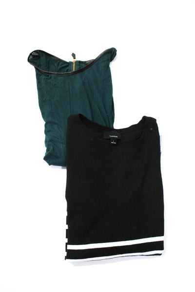 Lumiere Zara W&B Womens Knit Blouse Long Sleeve Shirts Black Blue Size L Lot 2
