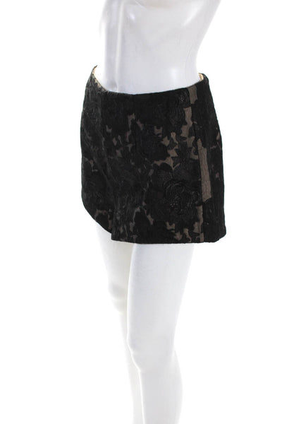 Cameo Womens High Waist Embroidered Organza Shorts Black Size Medium