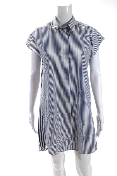 Madewell Womens Dolman Sleeve Striped Poplin Shirt Dress Blue White Size Small