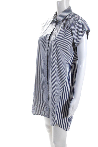 Madewell Womens Dolman Sleeve Striped Poplin Shirt Dress Blue White Size Small