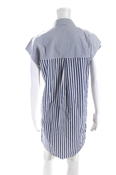 Madewell Womens Dolman Sleeve Striped Poplin Shirt Dress Blue White Size Small