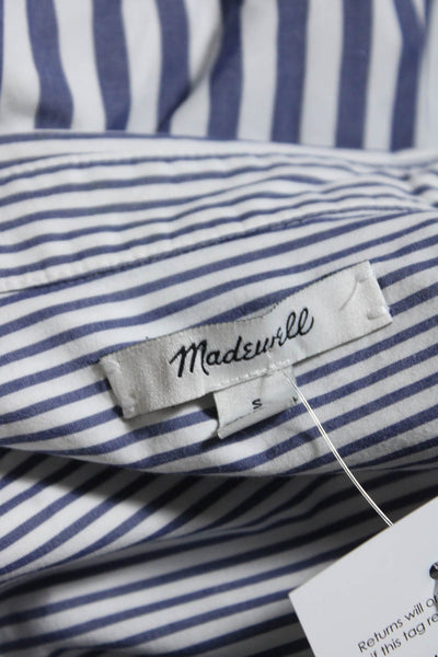 Madewell Womens Dolman Sleeve Striped Poplin Shirt Dress Blue White Size Small