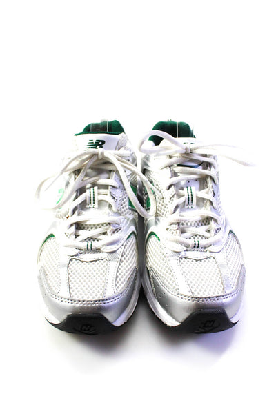 New Balance Womens Chrome Leather Mesh Running Sneakers White Green Size 4.5