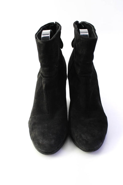 Rag & Bone Womens Black Suede Zip Block Heels Ankle Boots Shoes Size 8