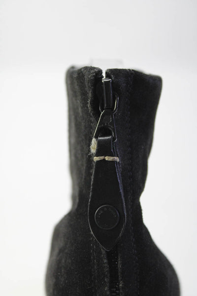 Rag & Bone Womens Black Suede Zip Block Heels Ankle Boots Shoes Size 8