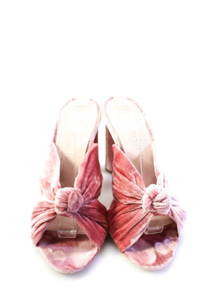 Loeffler Randall Womens Block Heel Velvet Knotted Slide Sandals Pink Size 6