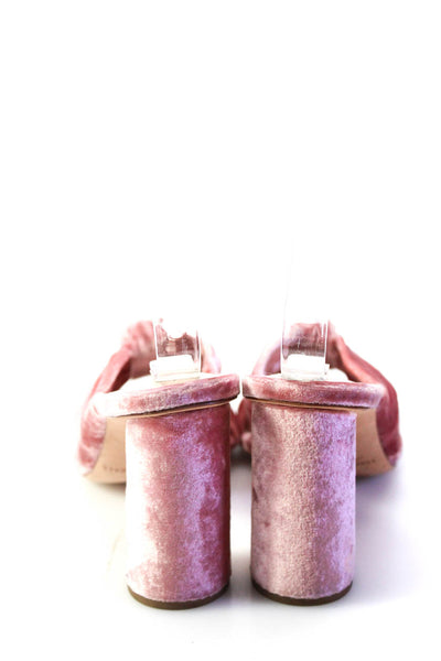 Loeffler Randall Womens Block Heel Velvet Knotted Slide Sandals Pink Size 6