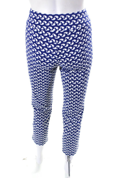 J. Mclaughlin Womens Abstract Stripe High Waist Leggings Pants Blue White XS