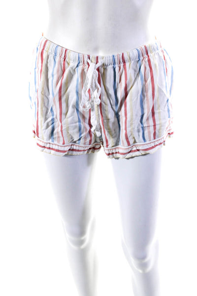 Rails Womens Striped Button Up Pajamas Shorts Set White Red Blue Yellow Small