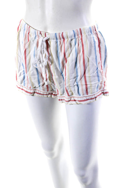 Rails Womens Striped Button Up Pajamas Shorts Set White Red Blue Yellow Small