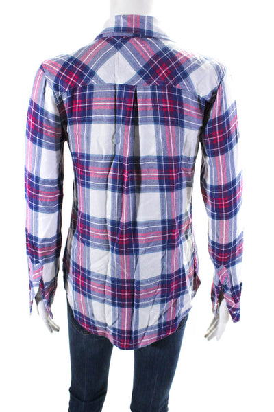 Rails Womens Long Sleeve Plaid Flannel Button Up Shirt Red Blue White Size XS