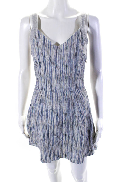 Theyskens Theory Womens Blue Gray Printed V-Neck Sleeveless Shift Dress Size 0