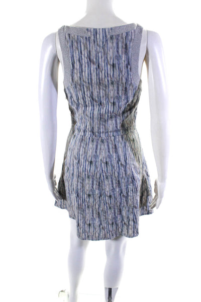 Theyskens Theory Womens Blue Gray Printed V-Neck Sleeveless Shift Dress Size 0