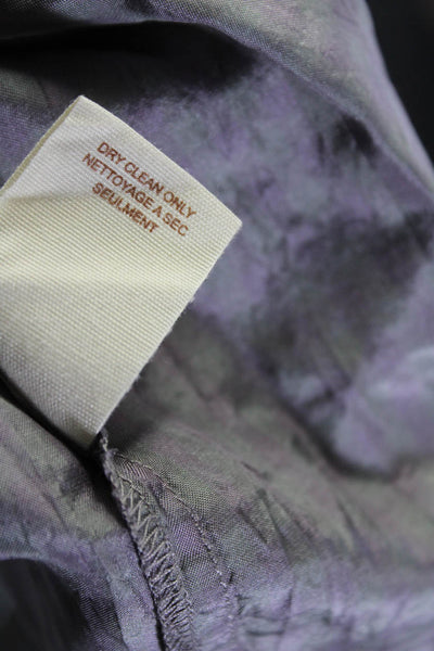 Free People Womens Purple Silk Plaid Mesh Grommet Trim V-Neck Wrap Dress Size 0