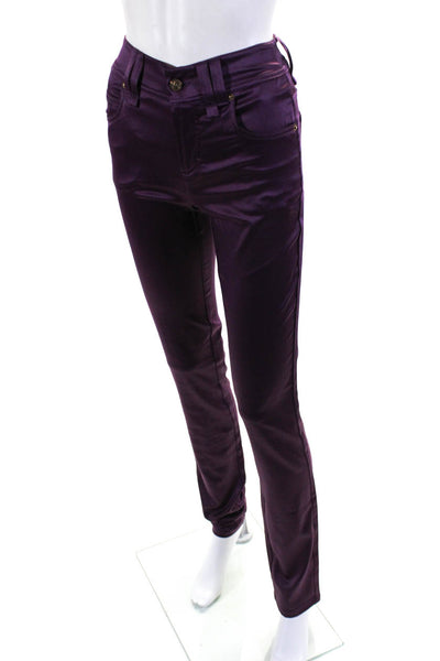 Galliano Womens Wine High Rise Straight Leg Pants Size 24/38